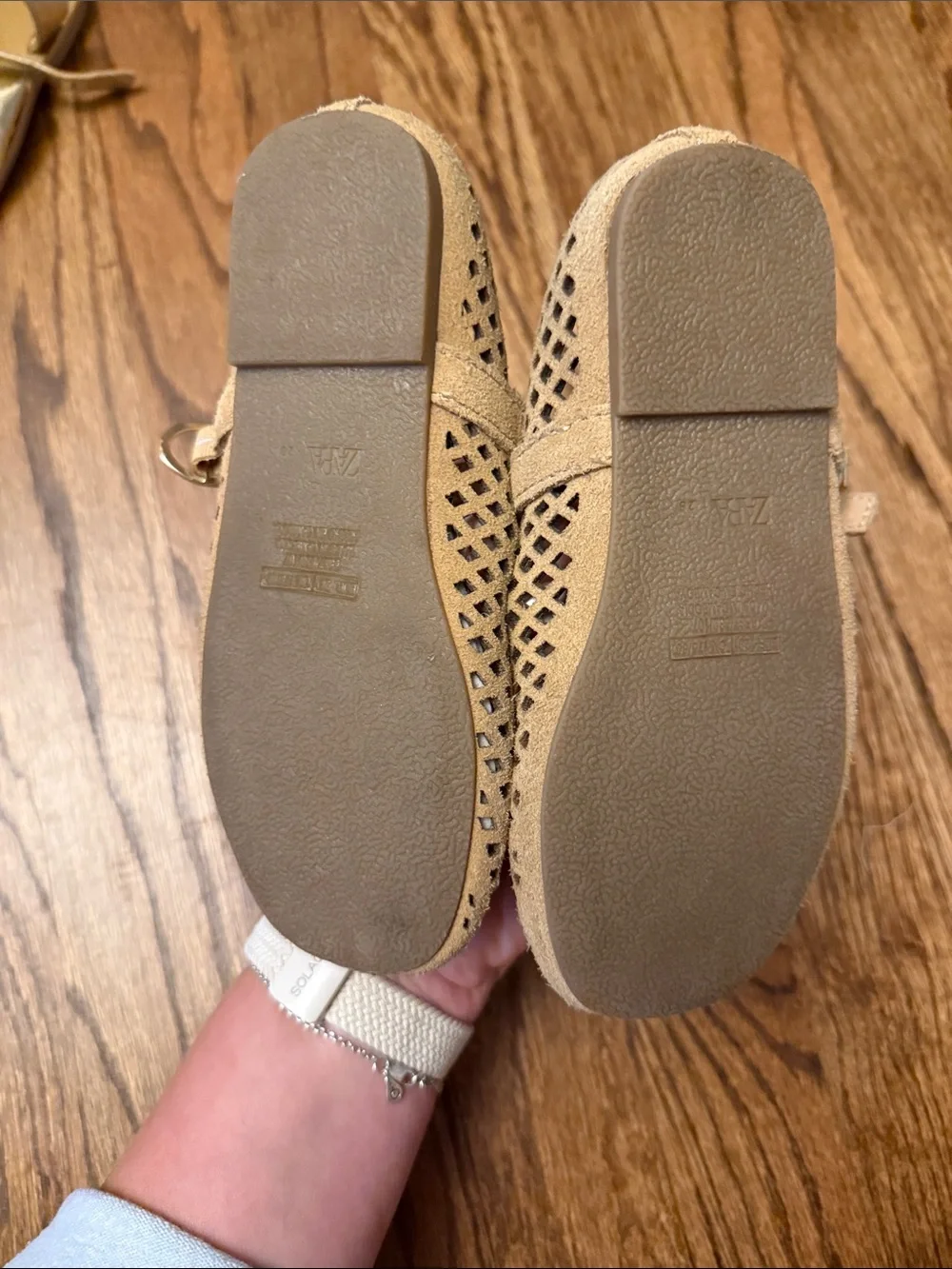 Zara Beige/Tan Girls Mary Jane Flats